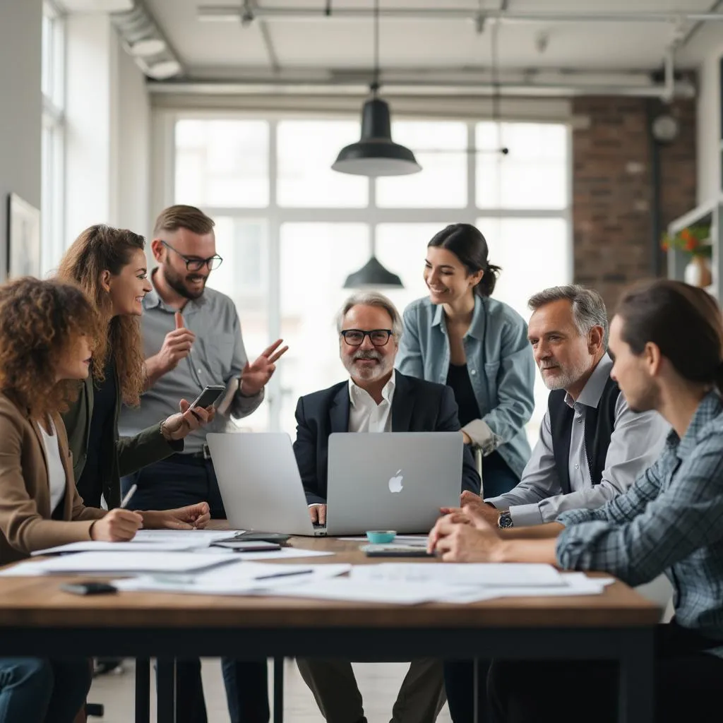 Equipo de consultoría colaborando en un proyecto